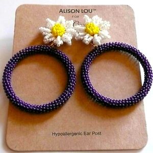 J. Crew x Allison Lou Daisy Beaded Hoop Earrings